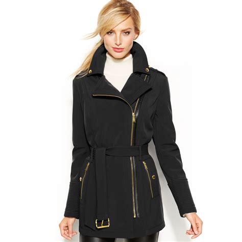 michael kors black jacket women's|Michael Kors black trench coat.